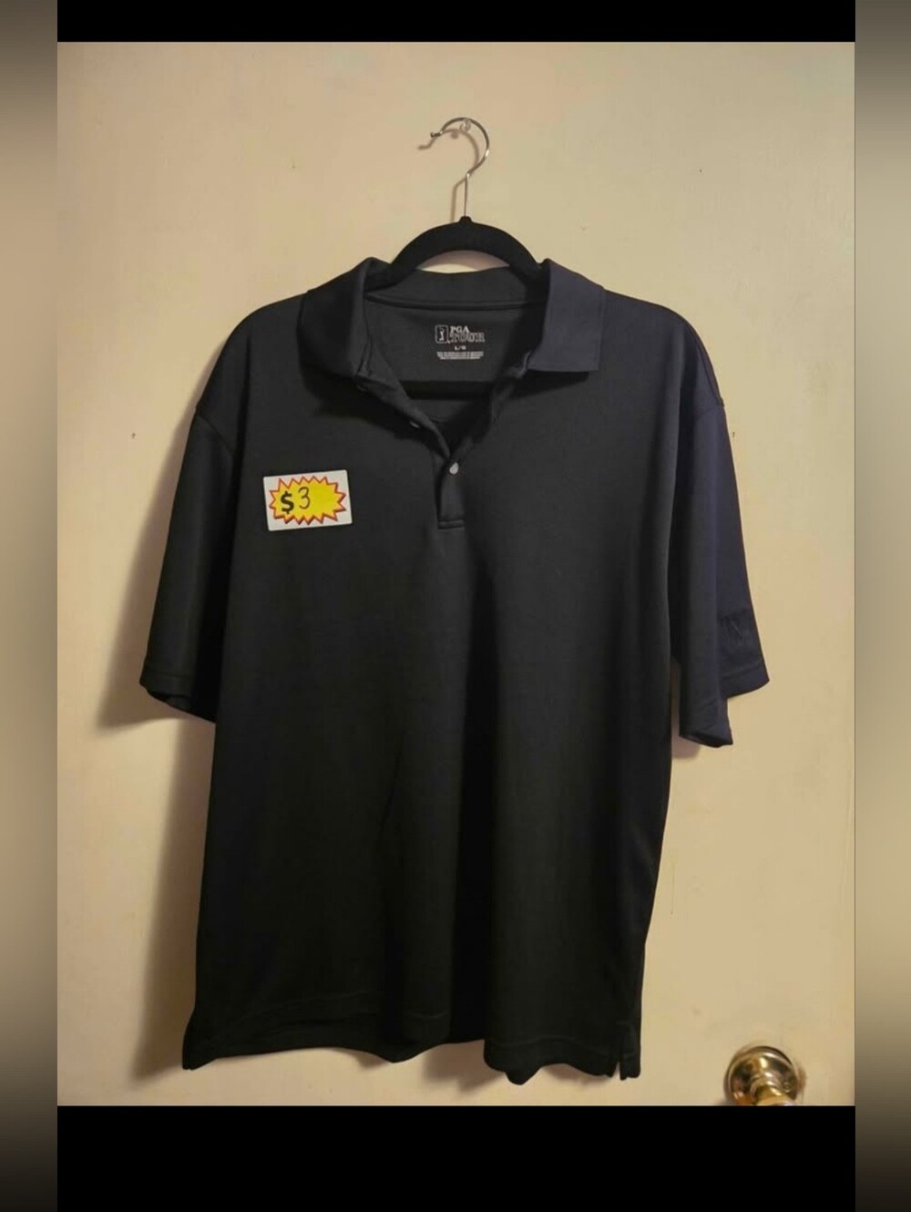 PGA Tour Men's Classic Black Polo
